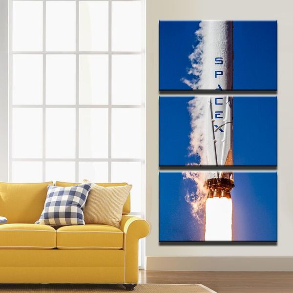 

paintings modular picture framework large canvas 3 panel the falcon 9 rocket printed painting for bedroom living room home wall art decor