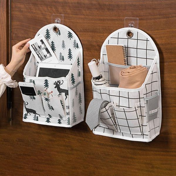 

lattice hanging storage bag bedside organizer dorm room phone book magazine holder with hook bed pocket boxes & bins