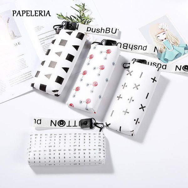 

pencil bags creative school case students bag cute digital geometry pencilcase pu leather box kids stationery supplies
