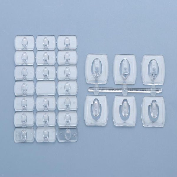 

hooks & rails 6/20pcs strong no drill transparent hook for kitchen livingroom wall removable rack cable clamp tools 1kg load-bearing