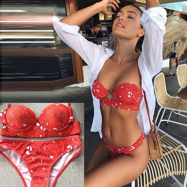 

party favor tube bandage red bikini girls swimwear ladies printed beachwear