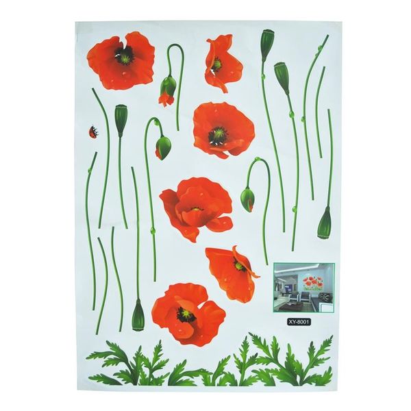 

wall stickers elegant women spend corn poppy sticker pvc waterproof warmth room bedroom sofa background decoration red