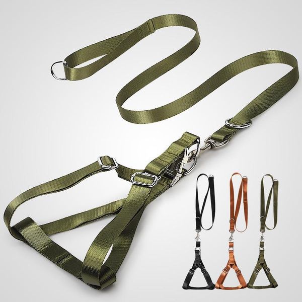 

dog collars & leashes adjustable vest harness sets pet nylon military style walking leash lead outdoor supplies for medium large dogs army g