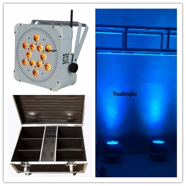 

6pcs with flightcase battery par led 12x18 6 in 1 led slim par rgbwa uv led par can wireless decoration lights for party