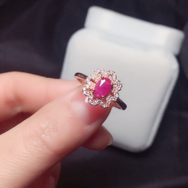 

fashion caibao wedding jewelry 925 silver inlaid red zircon ring female