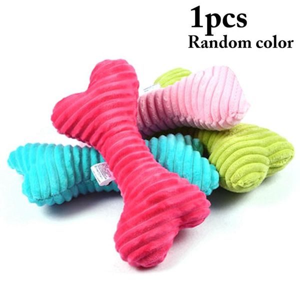 

1pc selling plush dog toy funny interaction bone shaped stuffed soft pet squeaky puppy chewing cat supplies toys