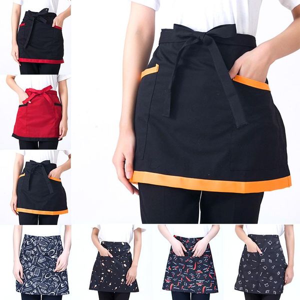 

aprons 1pc cooking el restaurant cafe with pocket short apron oil-proof waiters uniform household supplies high quality