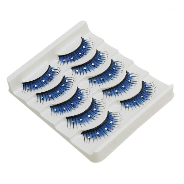 

five pairs false eyelashes stage model blue delicate charming fashion diamond1