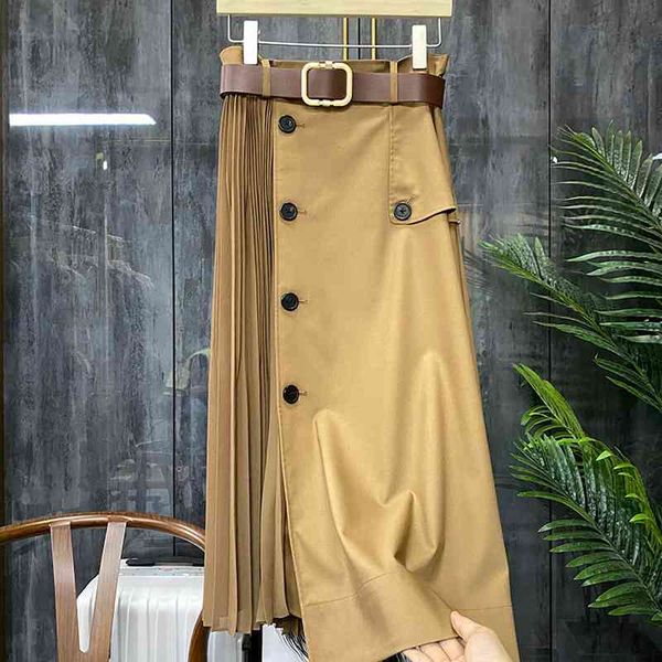 

skirts korean chic vintage high waist irregular pleated women patchwork fashion elegant plus size faldas casual 210429, Black