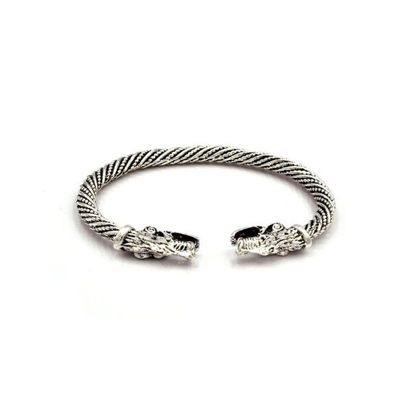 

hand-opening viking bracelets wolf head open bracelet retro men's faucet jewelry gift 2021 bangle, Black
