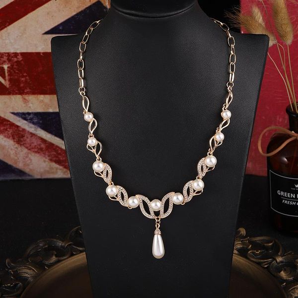 

chokers pearl necklace for women flower choker statement necklaces korea jewelry bride accessories party bijoux gift, Golden;silver