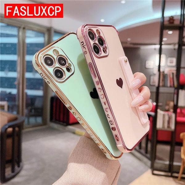 

cell phone pouches back print love plating wristband holder case for 12 pro 11 max x xr xs 8 7 plus se 2 glossy camera protect cover