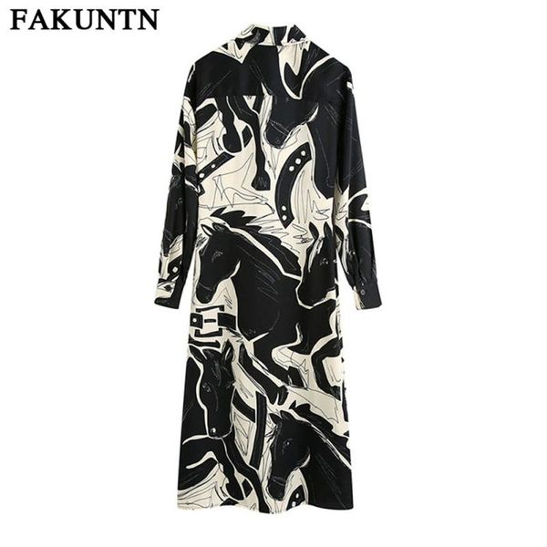 

casual dresses women's dress autumn printing fashion lapel elegant vintage slim long-sleeve for women clothes 2021, Black;gray