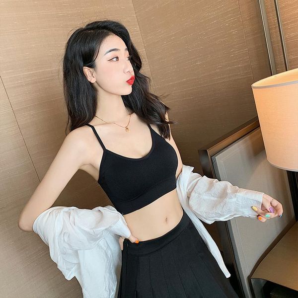 

bras fashion simple solid color student thread underwear bra beauty back tube sports for small breastlingerie, Red;black