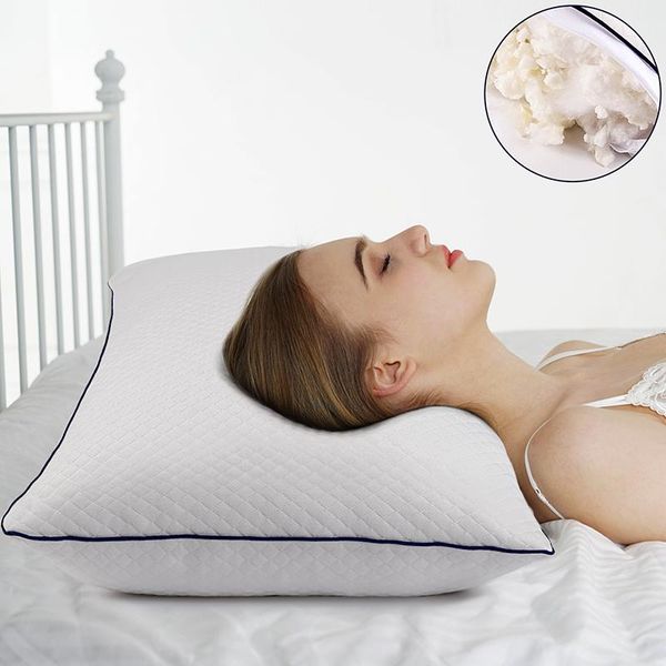 

pillow memory foam orthopedic slow rebound bedding neck protection sleeping diamond checkered shaped blue edge 71x48x15.5cm