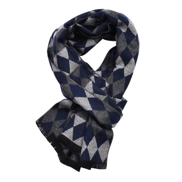 

scarves luxury cashmere men's scarf autumn winter knitted plaid shawl black gray patchwork warm business gentlemen for gift, Blue;gray
