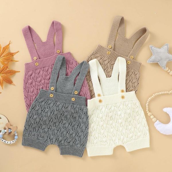 

jumpsuits baby kid girl boy knit overalls lovely sleeveless solid color one-piece romper spring fall clothes with buttons 0-24months, Blue