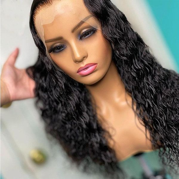 

preplucked kinky curly black color 13*4/6 t part lace front wig remy human hair for women with baby daily wear wigs, Black;brown