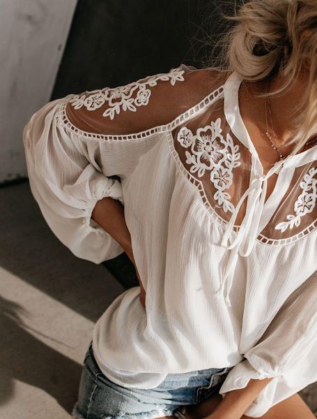 

women womens shirts long sleeve v neck loose shirt ladies casual button blouse drop good quality, White
