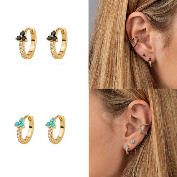 

hoop & huggie pendientes plata 925 geometric temperament sterling silver earrings for women hoops 2021 trend vintage brincos, Golden;silver