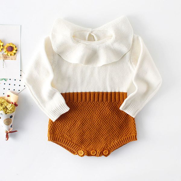 

baby clothes bodysuit long sleeve doll collar knit spring autumn infant girls rompers, Blue