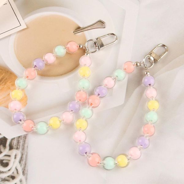 

keychains creative transparent bead chain key ring candy color cloud bracelet women girl bag car chains accessories, Silver