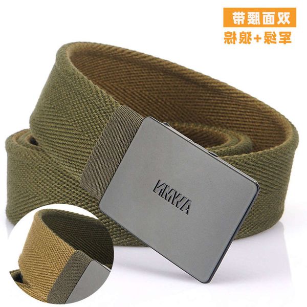 

belt awmn board buckle double sided thickened canvas men's belt, Black;brown
