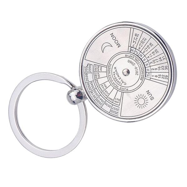 

keychains mini special perpetual calendar keychain ring 50 years unique metal keyring smr88, Silver