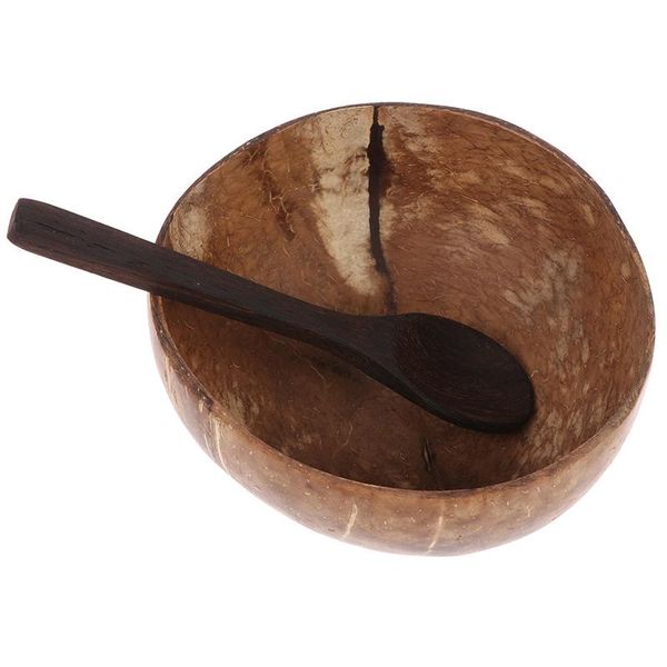 

bowls natural eco friendly coconut bowl protection wooden wood tableware spoon set coco smoothie kitchen tool