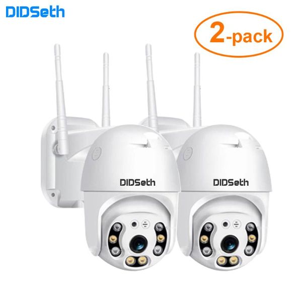 

didseth 2pcs hd 1080p wifi ptz ip camera outdoor wireless speed dome cctv security onvif 2mp ai home surveillance cameras
