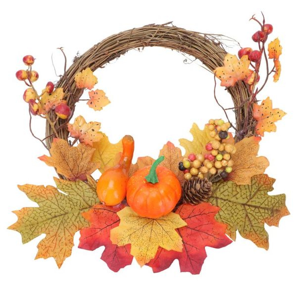 

decorative flowers & wreaths 1pc harvest party pumpkin decoration wreath door decor (orange)