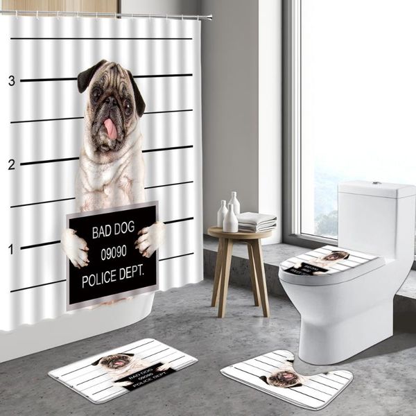 

shower curtains personality funny animal dog curtain beach dogs decorative cloth bathroom sets non-slip rug toilet bath mats