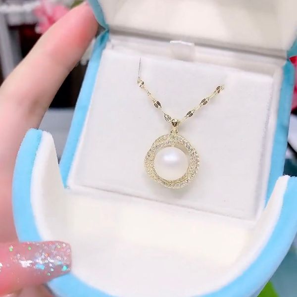 

xianlan162 pearl pendant necklace temperament female niche design sense of delicate new ins in 2021 contracted cold wind collarbon, Silver
