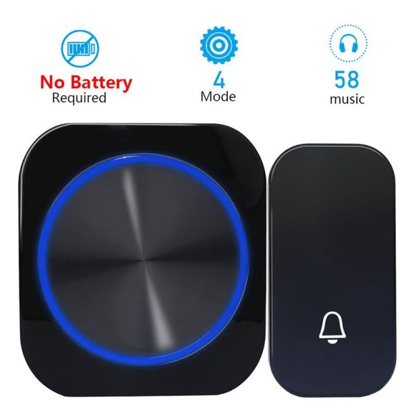

doorbells self powered waterproof wireless doorbell door bell night light no battery eu plug smart home 1 2 button receiver