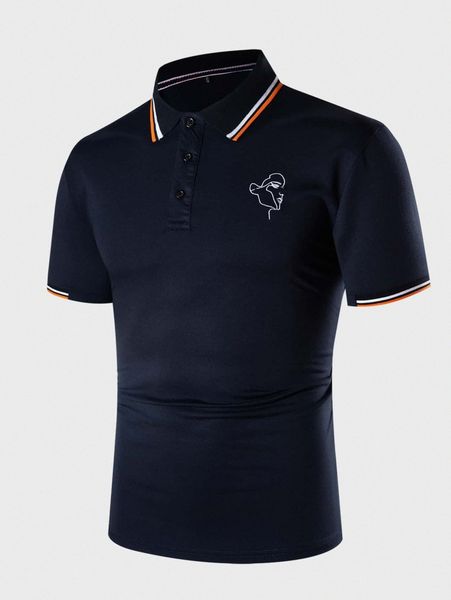 

men striped figure embroidered polo shirt k7yv#, White;black