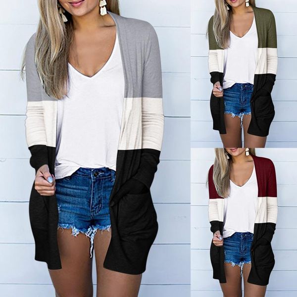 

women's swimwear 2021 cardigan coat womens pockets sweater long women warm thick knitted female winter outerwear louse, White;black