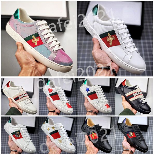 

mens italy bee shoe women outdoor casual white shoes green red stripe embroidered tiger snake couples flat trainers chaussures, Black