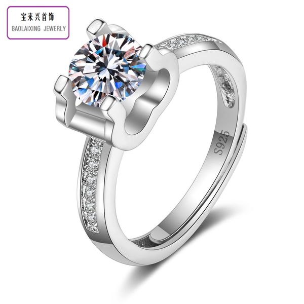

ring 925 silver four claw tauren 1 imitation diamond for women's luxurious wedding