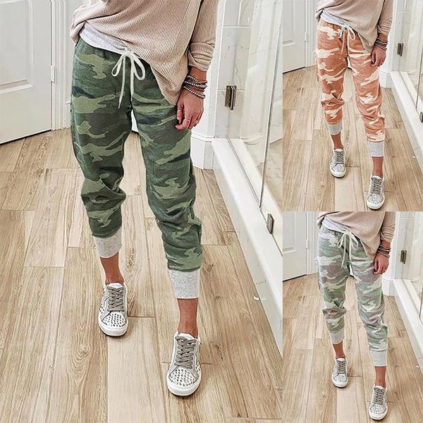 

women's pants & capris womens camouflage casual loose trousers gothic women clothes 2021 drawstring print plus size streetwear, Black;white