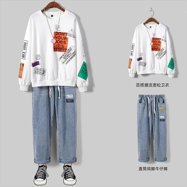 

men's tracksuits men casual sets sweat suits matching spring autumn fashion trend t-shirts wide leg pants ropa hombre clothing bc50tz, Gray