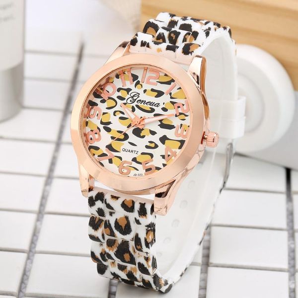 

Leopard Print Quartz Watch For Women Fashion Woman Watches Digital Clock Silicone Strap Bracelet Ladies Analog Wristwatch Wristwatches, Slivery;brown