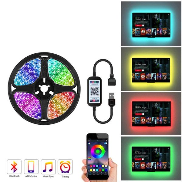 

strips led tv backlight strip set rgb 7 colour usb bluetooth 5v waterproof light home ambient