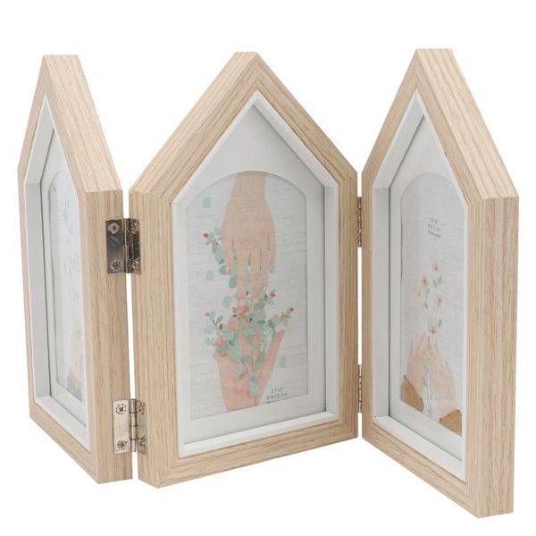 

1pc tri-fold picture frame table po 5 inches holder (wood) frames