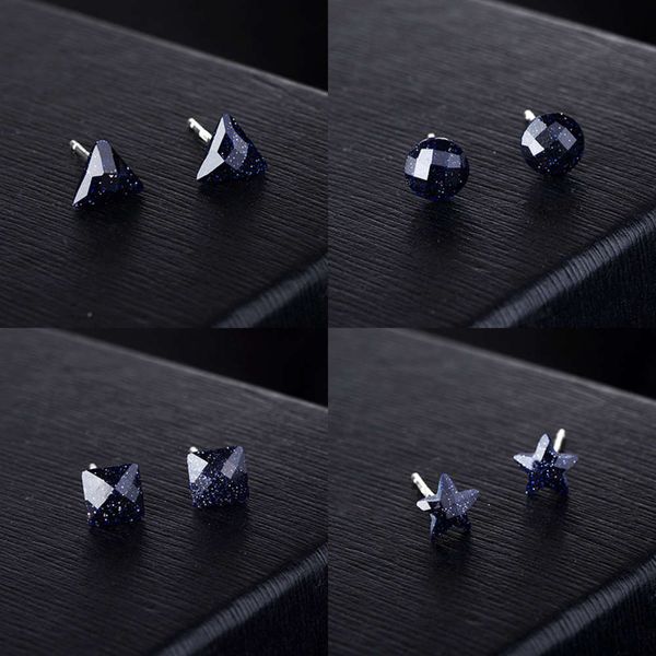 

star blue sand sterling earrings female small earrings exquisite simple amethyst