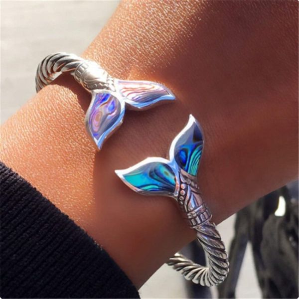 

bracelet silver mermaid tail ss bangle brace personality, Golden;silver