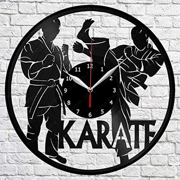 

wall clocks karate handmade exclusive clock art decor home record unique design original gift