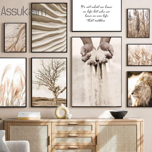 

paintings landscape posters lion canvas painting desert art prints reed wall natural scenery pictures modern home decoration