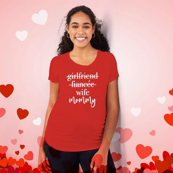 

maternity & tees valentine's pregnant t-shirt girlfriend fiancee wife mommy gift mom shirt pregnancy announcement shirts, White