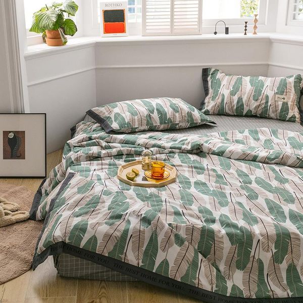 

comforters & sets denisroom 100% cotton summer quilt blankets quilted green bedspread comforter bed cover quilting we44#