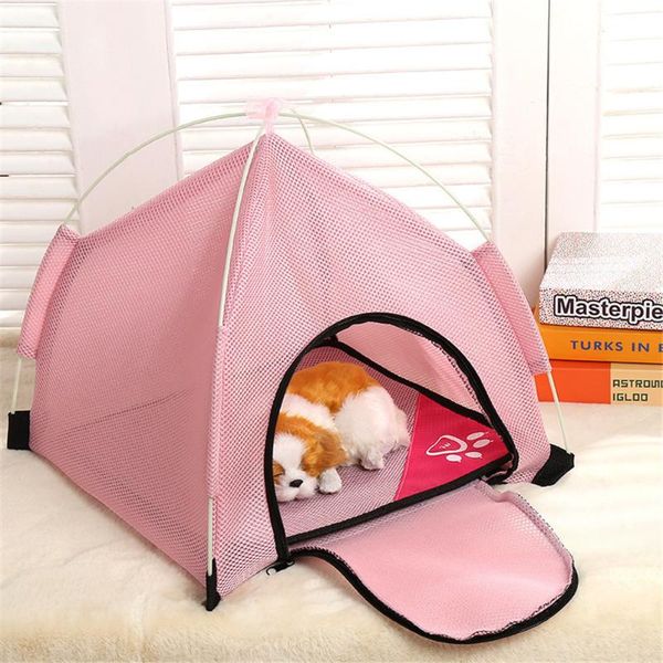 

cat beds & furniture pet cute portable tent house dog summer outdoor kennel room puppy breathable playpen indoor crate nest